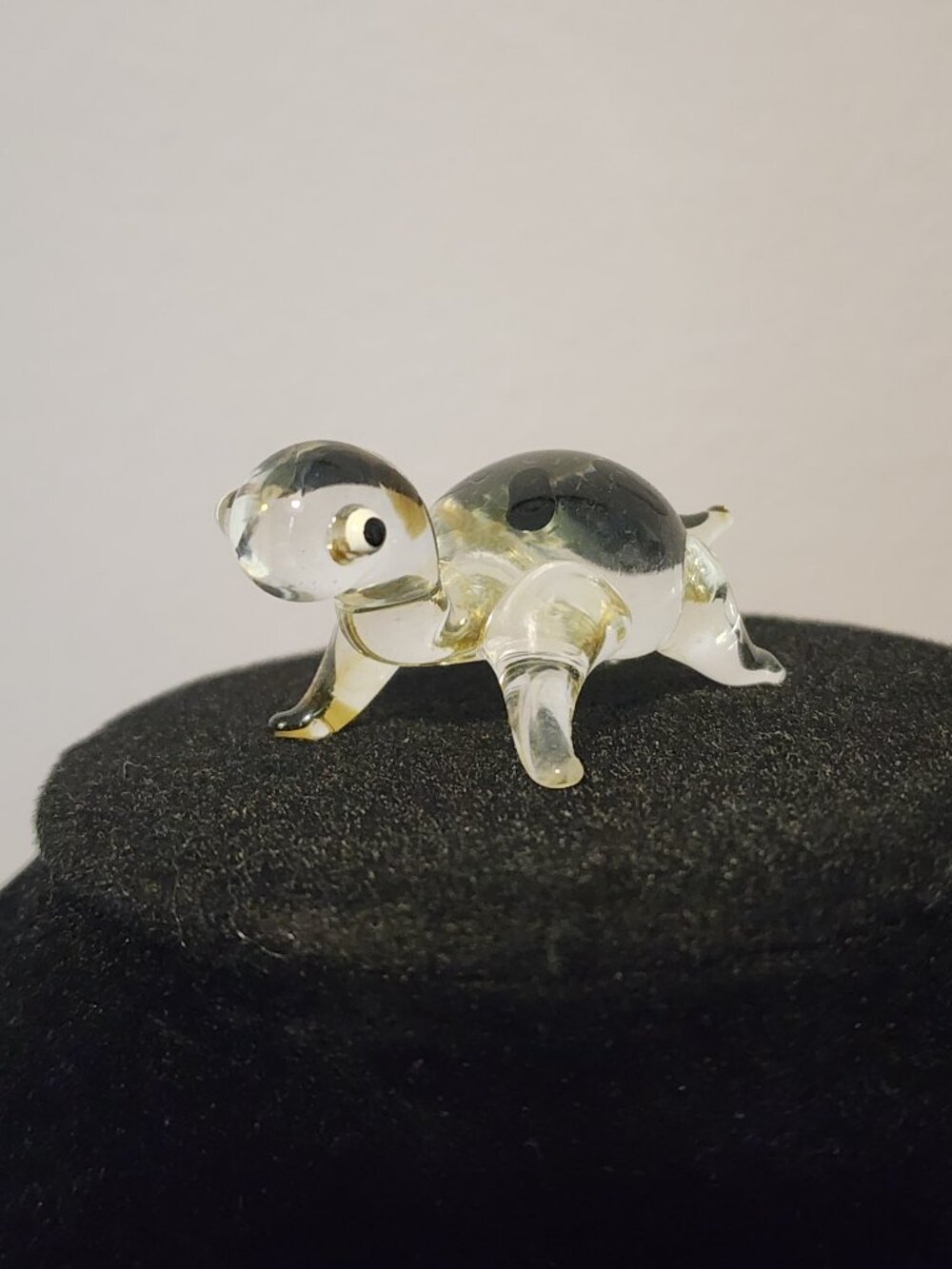 Small Glass Turtle with Black Shell Design